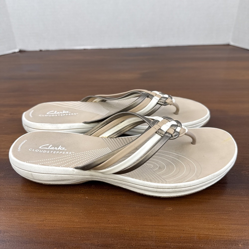 Women's Clarks Cloudsteppers Breeze Coral Thong‎ Sandal Size 11 - Picture 8 of 9
